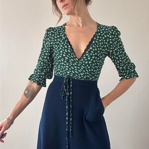 Reformation green floral shirt